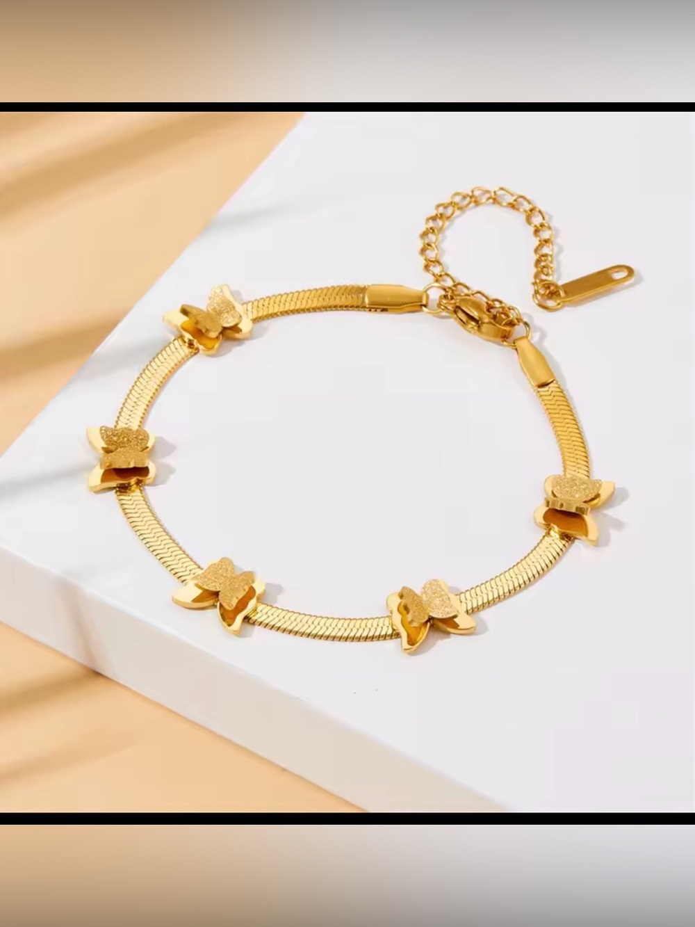 Waterproof gold plated stainless steel bracelet